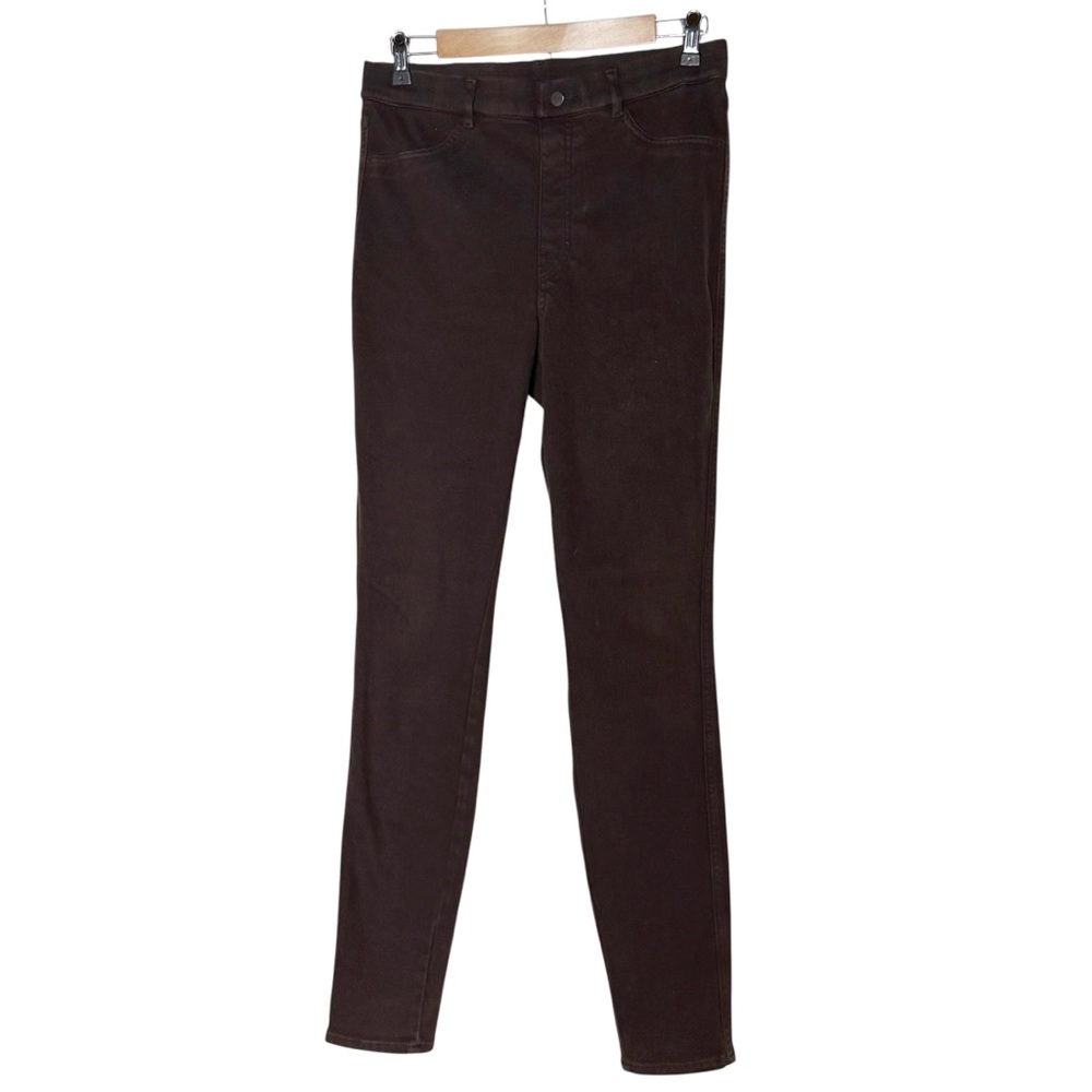 Uniqlo Heattech High Rise Pull-On Brown Denim Pants Size L Minimalist Skinny Fit